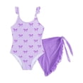 thumbnail image 3 of Piuwrlz Purple Swimsuit Toddler Girls Swimming Suit One Piece Bow-knot Stripe School Uniform T Shirt Purple Size 4 Years, 3 of 10