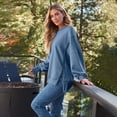 thumbnail image 3 of IDOPIP Womens Oversized Crewneck Sweatshirts Long Sleeve Side Slits Pullover Tops 2024 Fall Clothes, 3 of 5