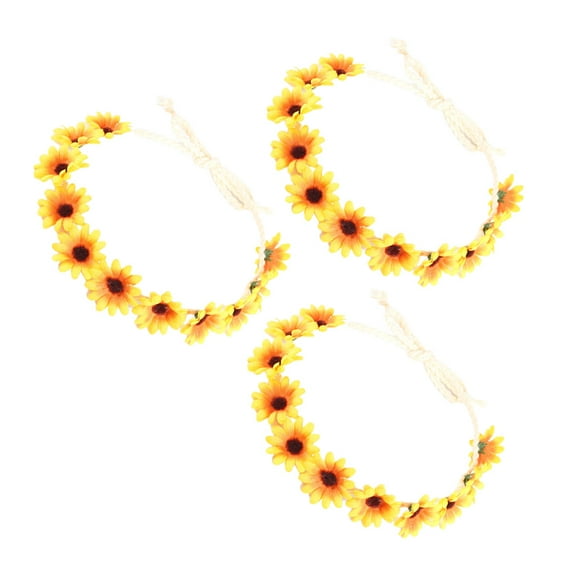 Masteelf  3 Pcs Sunflower Crown Headbands Hawaii Headpiece Hair Garland Bride