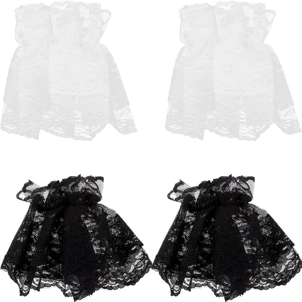 GOOHOCHY 2 pares de guantes cortos de encaje para mujer, accesorios Lolita (colores surtidos)