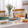 thumbnail image 6 of UU&T Double-Texture Faux Leather Placemats Set of 6, Washable Heat Insulation Mats Watertight and Non-Slip for Home Kitchen Coffee Shops Restaurants,Blue, 6 of 7