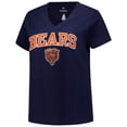 thumbnail image 2 of Women's Fanatics Navy Chicago Bears Plus Size Arch Over Logo V-Neck T-Shirt, 2 of 3