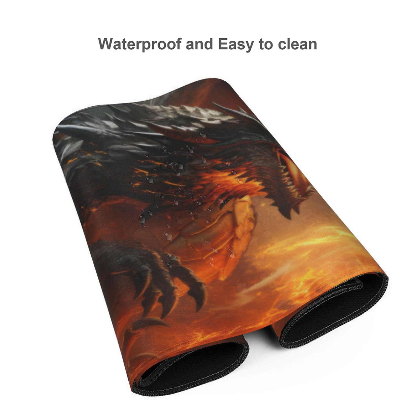 Hirioo Fiery Dragon Of Chaos for Mouse Pad ,Anti-Slip Base, Durable Stitched Edges, Perfect for Gaming, Office, and Home Use,16x35.5in