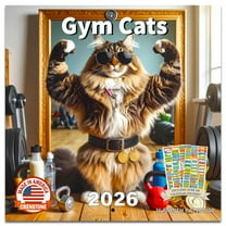 Gym Cats Calendar 2026 - Deluxe 2026 Cats in the Gym Wall Calendar Bundle with Over 100 Calendar Reminder Stickers (Cat Themed Gag Gifts, Office Supplies) | Made in The USA