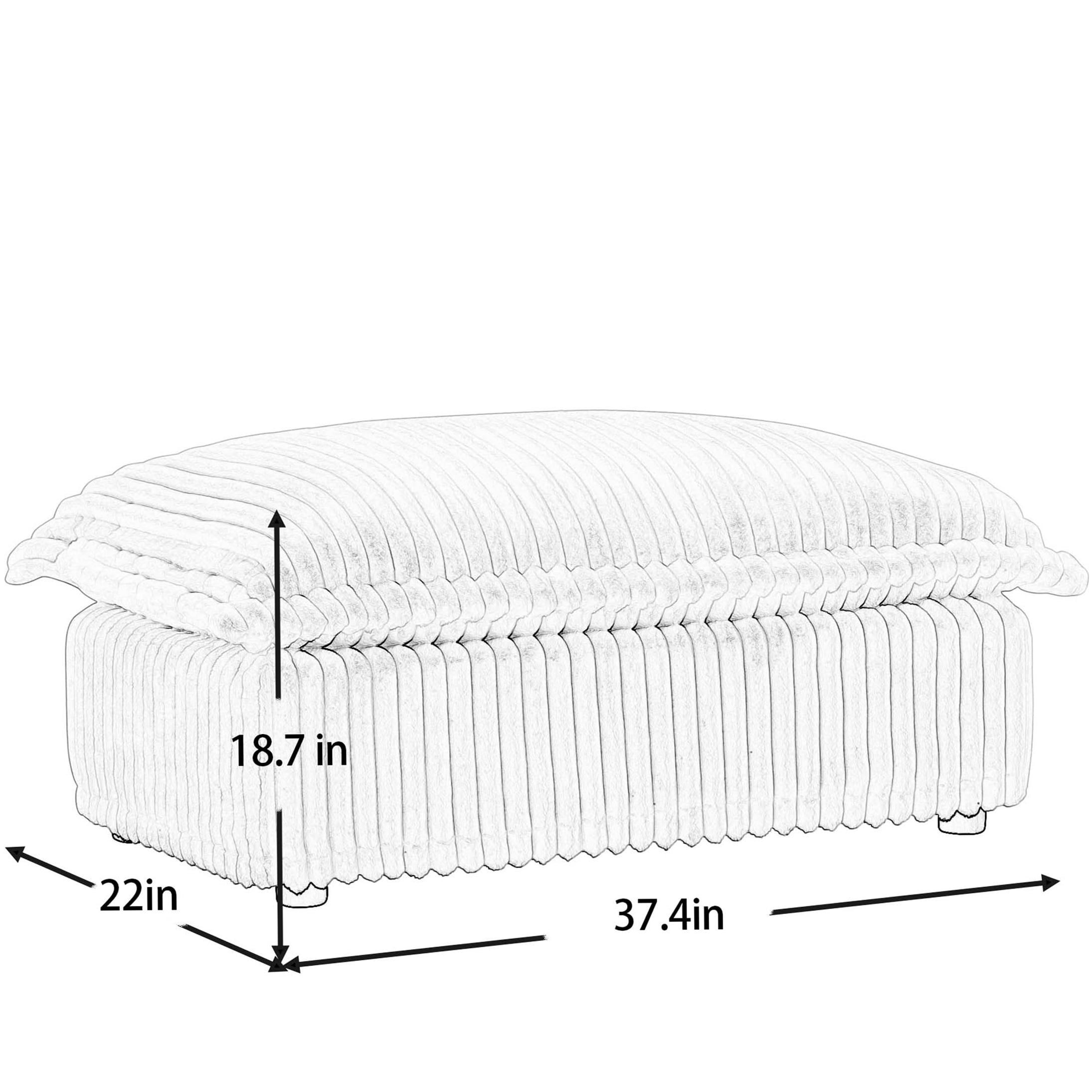 Green Corduroy Living Room Ottoman with Removable Cover, Modern Footrest Stool for Lounge