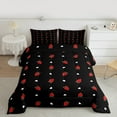 thumbnail image 3 of Homewish Sweet Strawberry Queen Comforter Set,Winter Fruit Bedding Sets,Red Black Bedding Comforter Set For Girls Kids,Ultra Soft Home Decor Reversible,3-Piece, 3 of 9