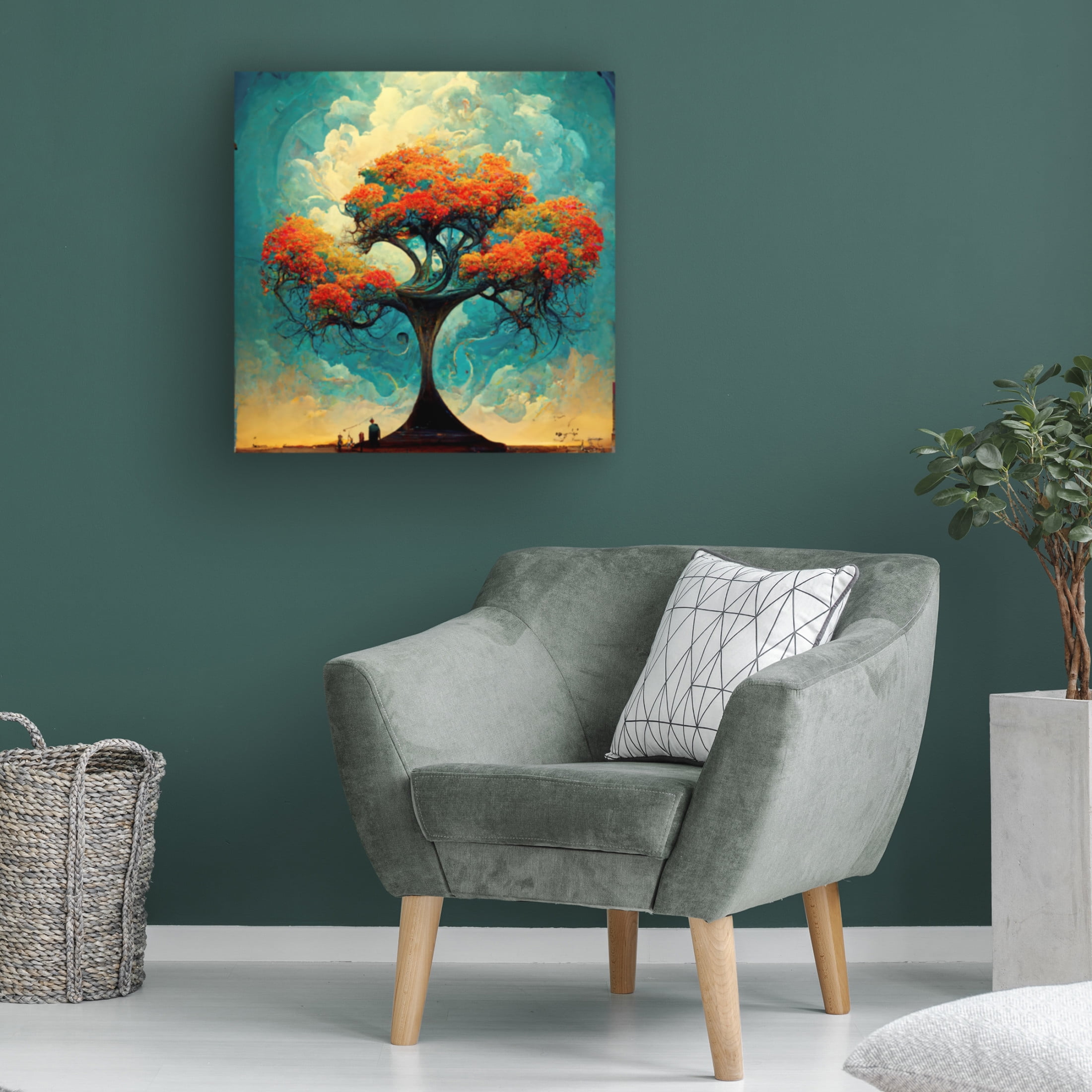 Canvas Wall Art - Ray Heere 'Tree Of Life 17' Wall Art for Living Room, Bedroom, or Office Décor by Trademark Fine Art - 14 x 14 Inches