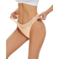 thumbnail image 3 of Seamless Lace Thongs for Women No Show Thong Underwear,Lady Breathable Comfort Panty Soft Laser Cut Undie,Tanga,5-Pack, 3 of 6
