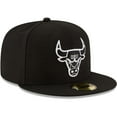 thumbnail image 3 of Men's New Era Black Chicago Bulls Black & White Logo 59FIFTY Fitted Hat, 3 of 6