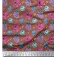thumbnail image 1 of Soimoi polyester Crepe Fabric Leaves,Periwinkle & Peony Floral Printed Fabric 1 Yard 52 Inch Wide, 1 of 3