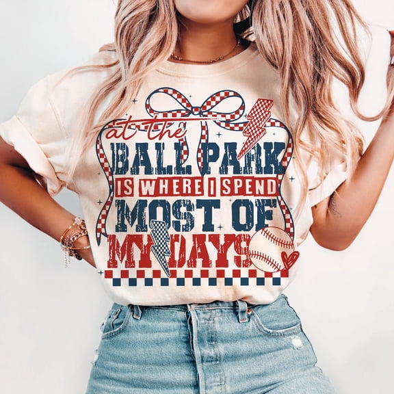 At The Ballpark T-Shirt, Retro Baseball Mom Tee, Funny Game Day Shirt, Coquette Baseball Mom Shirt, Sports Mom Gift Shirt