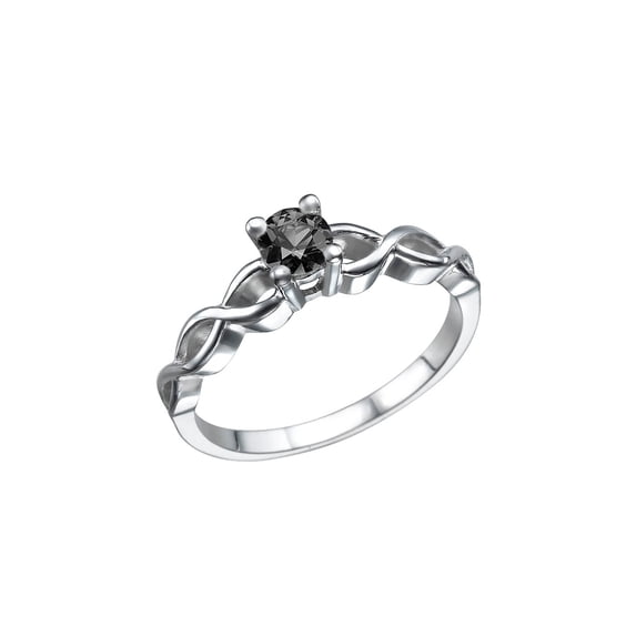 0.70 CT 14K White Gold Black Diamond Ring Twisted Braided Unique
