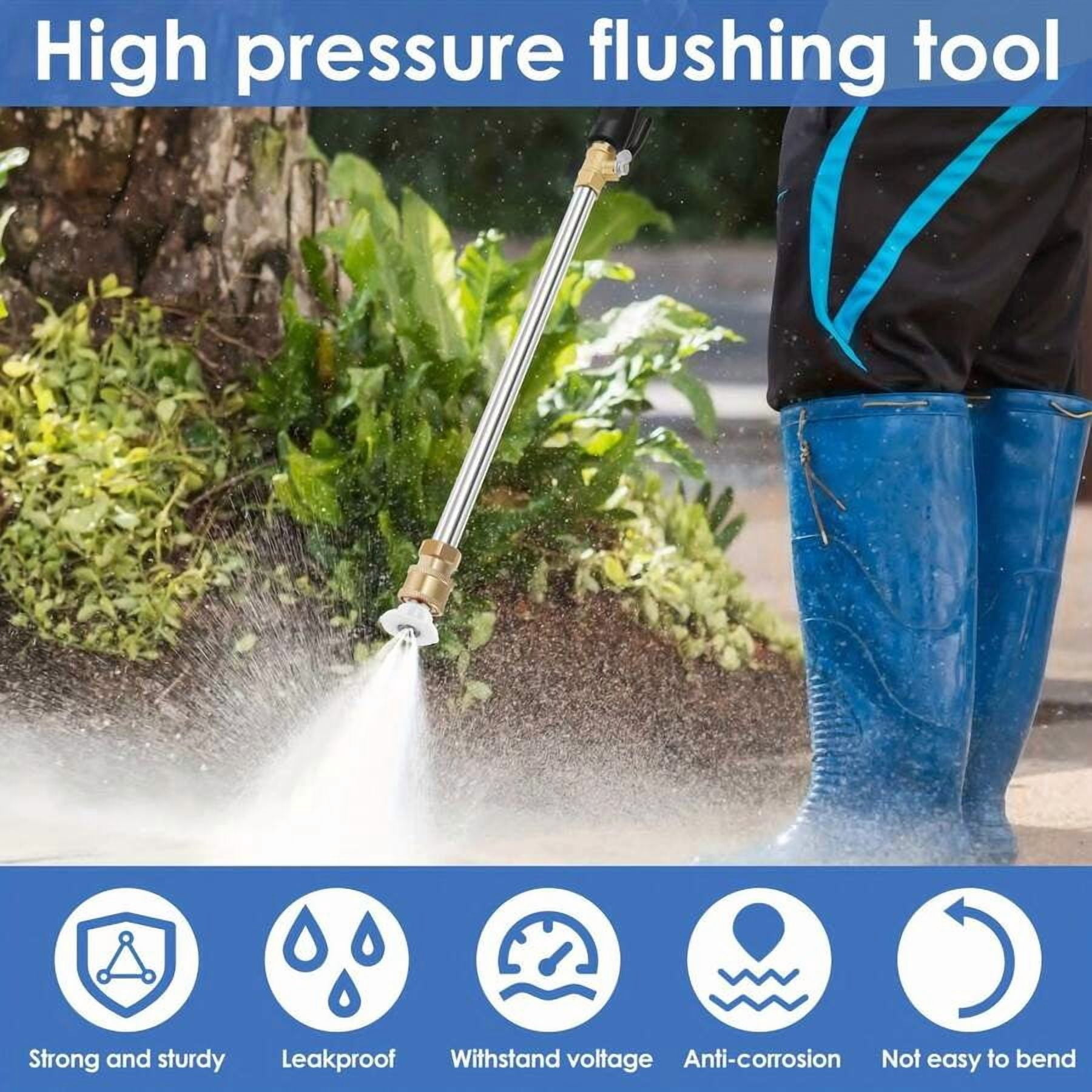 One High-Pressure Cleaning Water Gun, Equipped With Two Nozzles - A Versatile Gardening Hose Accessory, Suitable For Efficient Cleaning Of Cars And Gardens. No Batteries Required. Strong Structure