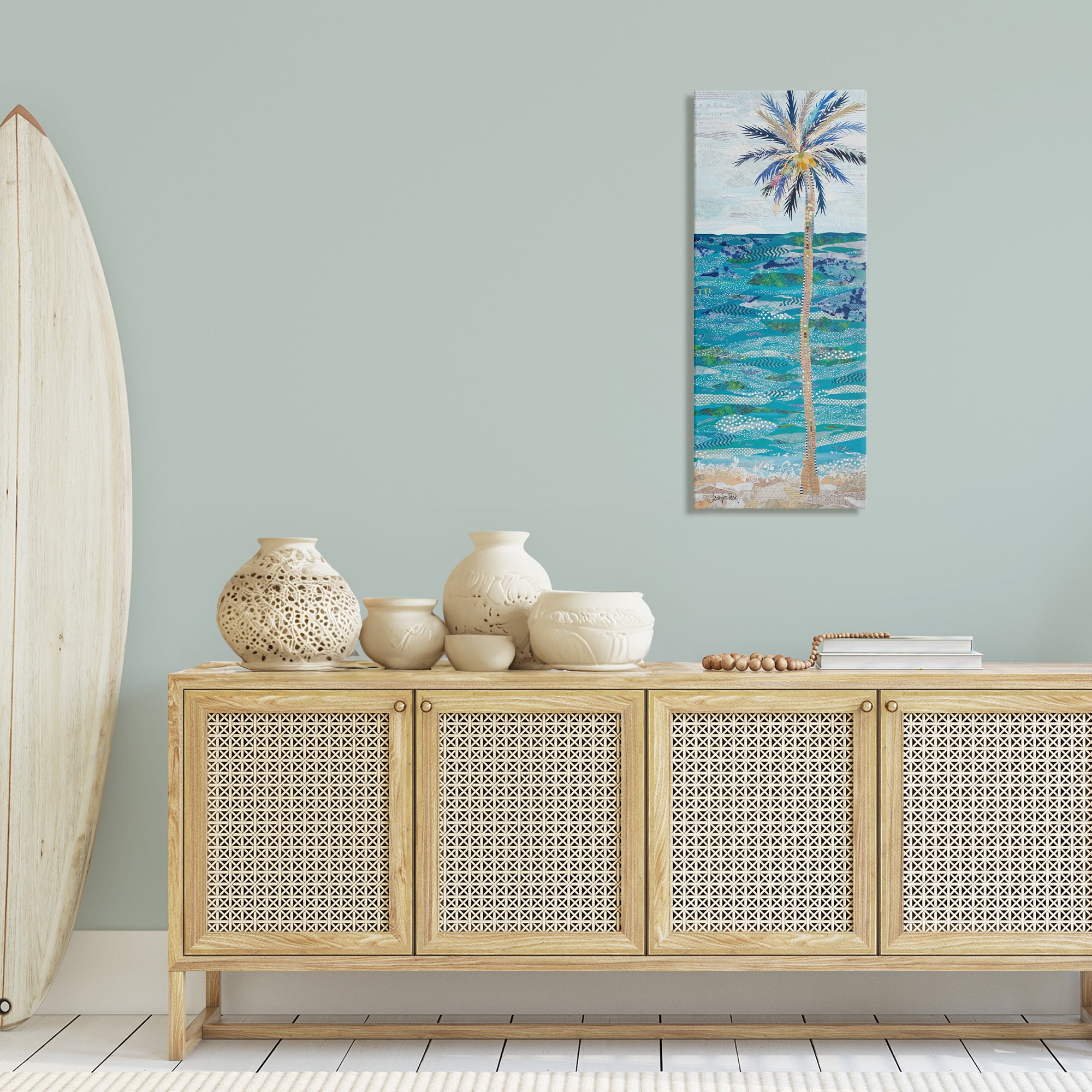 Stupell Industries Tangled in Blue Collage Coastal Painting Gallery Wrapped Canvas Art Print Wall Art, 17 x 40