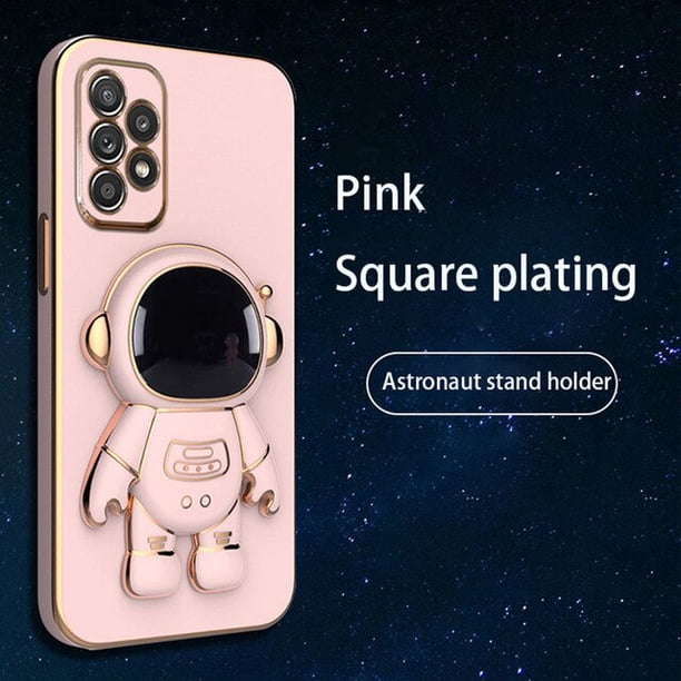 Funda con soporte plegable de astronauta para Samsung Galaxy S23 S22 S21 S20 S10 Plus Ultra A54 A52 A72 A12 A32 4G 5G cubierta con soporte chapado Fivean unisex