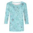 thumbnail image 4 of Women Cute 3/4 Sleeve Tops Floral Butterfly Printed Tunic Tshirts Crewneck Casual Shirts Basic Tees, 4 of 5