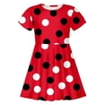 thumbnail image 4 of Tfken Summer Dresses For Girls Polka Dot Print Short Sleeve Crew Neck Dresses Trendy Daily Wear Children Comfortable Clothes Red Size 6-7 Years, 4 of 4