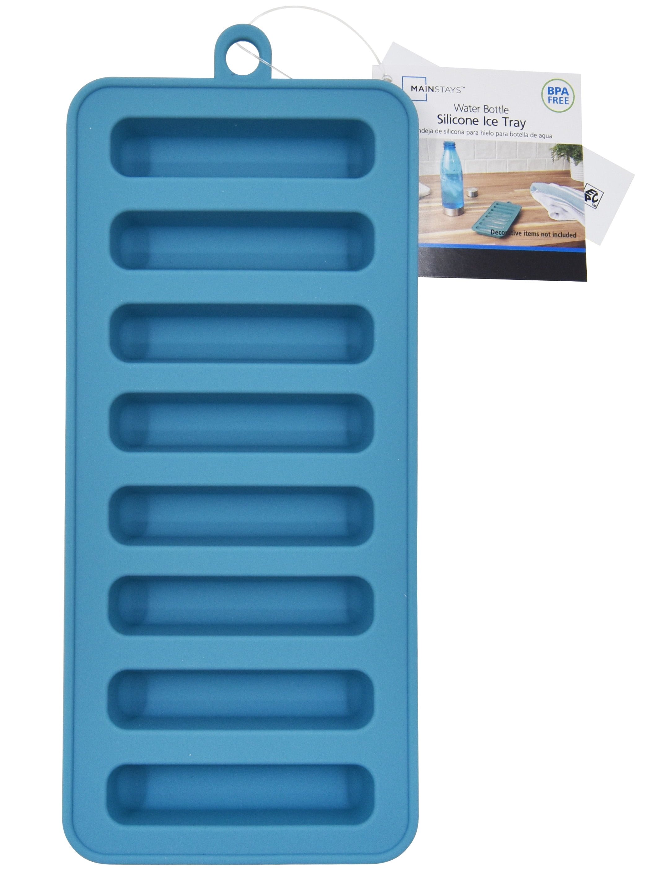 (4 pack) Mainstays Silicone Water bottle Ice Cube Tray Blue, Made for Cold Drink Preparation and Easy Use