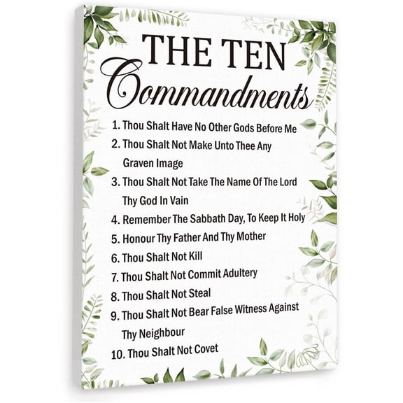 The Ten Commandments Inspirational Bible Verse Canvas Wall Art,Motivational Scripture Print Painting Artwork for Christian Home Office Bible Verse Wall Decor