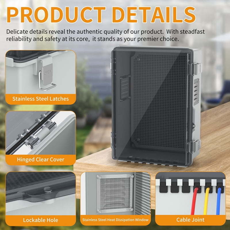 Outdoor Plastic Waterproof Distribution Box with U-Shaped Hole Outdoor Hinge Power Box Outdoor Waterproof Junction Box