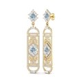 thumbnail image 2 of 4MM Square Blue Topaz Cylinderical Long Drop Dangle Earrings For Womens 925 Sterling Silver Gold Vermeil, 2 of 4