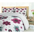 thumbnail image 5 of Ambesonne Floral Duvet Cover Sets, Florets Buds Girls, 2-Queen, Magenta Grey Pale Blue, 5 of 7
