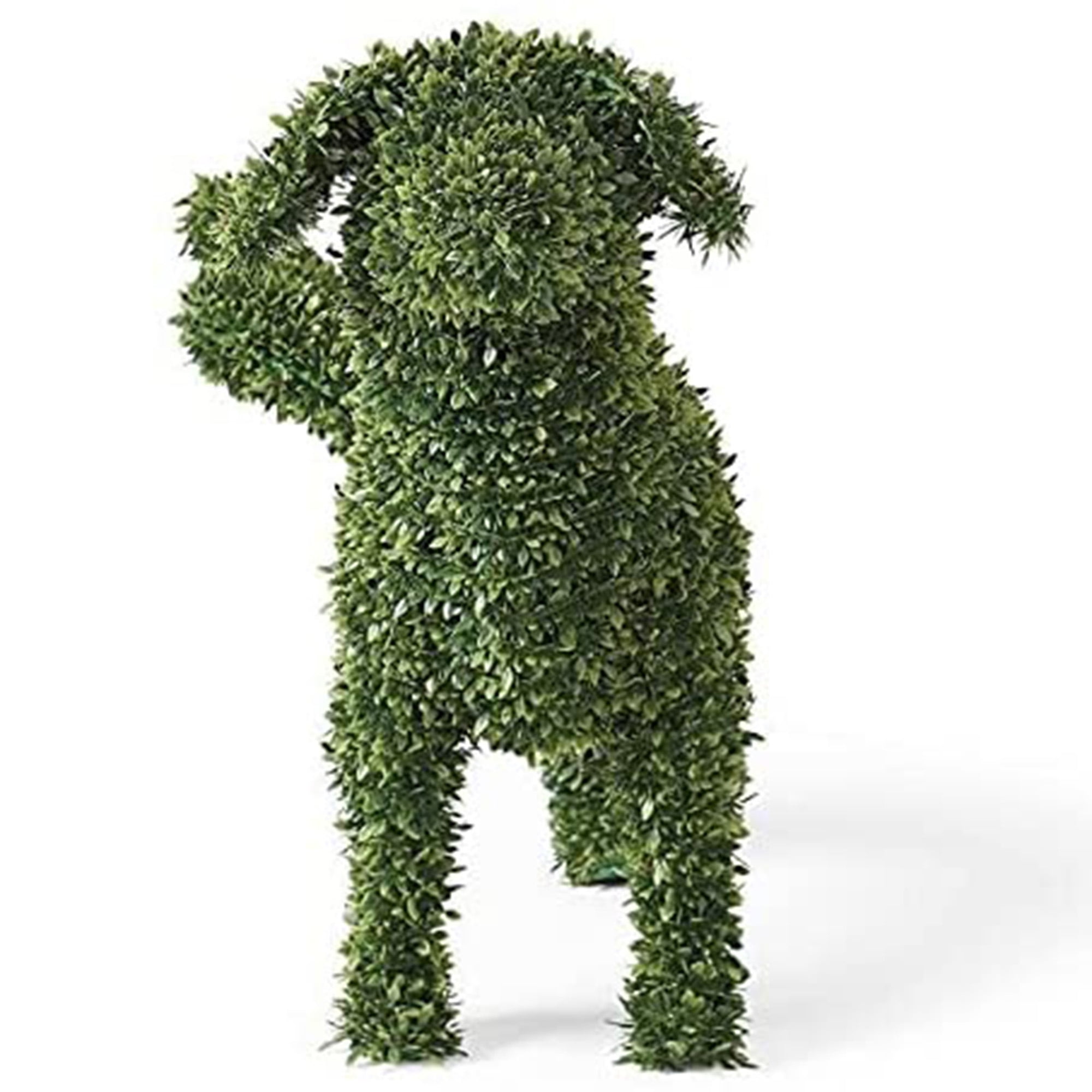 Cathery Decorative Peeing Dog Topiary in 4 Styles Green Simulation Flocking Puppy Ornament Faux Moss Covered Animal Decor