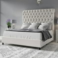thumbnail image 6 of Merluxy King Bed Frame with 59.1" Sleigh Headboard,Velvet Upholstered,No Box Spring Needed,Cream, 6 of 11