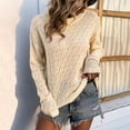 thumbnail image 4 of Holloyiver Women's Knitted Crop Tops Fashion Women Solid Color Long Sleeve Pullove Round-Neck Casual Sweater Tops Pullover Jumper Sweaters, 4 of 7
