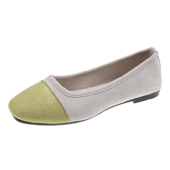 Womens Velvet Flats | Color Block Comfortable Ballet Flat Slip On Shoes for Everyday Casual in Mint Green,Size 9