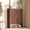 Walnut, variant on Ataujin Slim Fluted Shoe Storage Cabinet, 2 Turn Drawers, Side Hooks, Open Shelf, Hidden Wood Shoe Cabinet, Freestanding Modern Organizer, Shoe Rack for Entryway, Hallway, Foyer