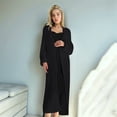 thumbnail image 5 of Women'S Loose V-Neck Long-Sleeved Knitted Cardigan Fall Winter over-Knee Length Lazy Style Coat Black One size, 5 of 7