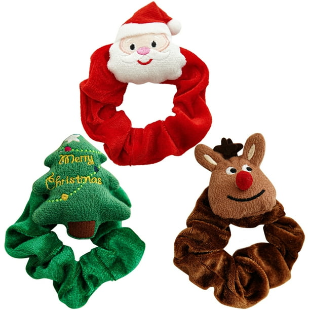 3 gomas elásticas para el pelo, coleteros navideños, accesorios navideños para el pelo.