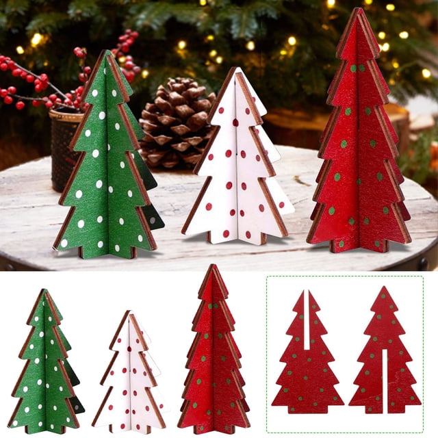 Set de Tres Miniárboles Navideños para Decoración de Escritorio | Alegría Festiva para Escritorios, Estantes o Mesas de Fiesta | Ideal para Espacios Pequeños | Perfecto para Fiestas Navideñas y Regal