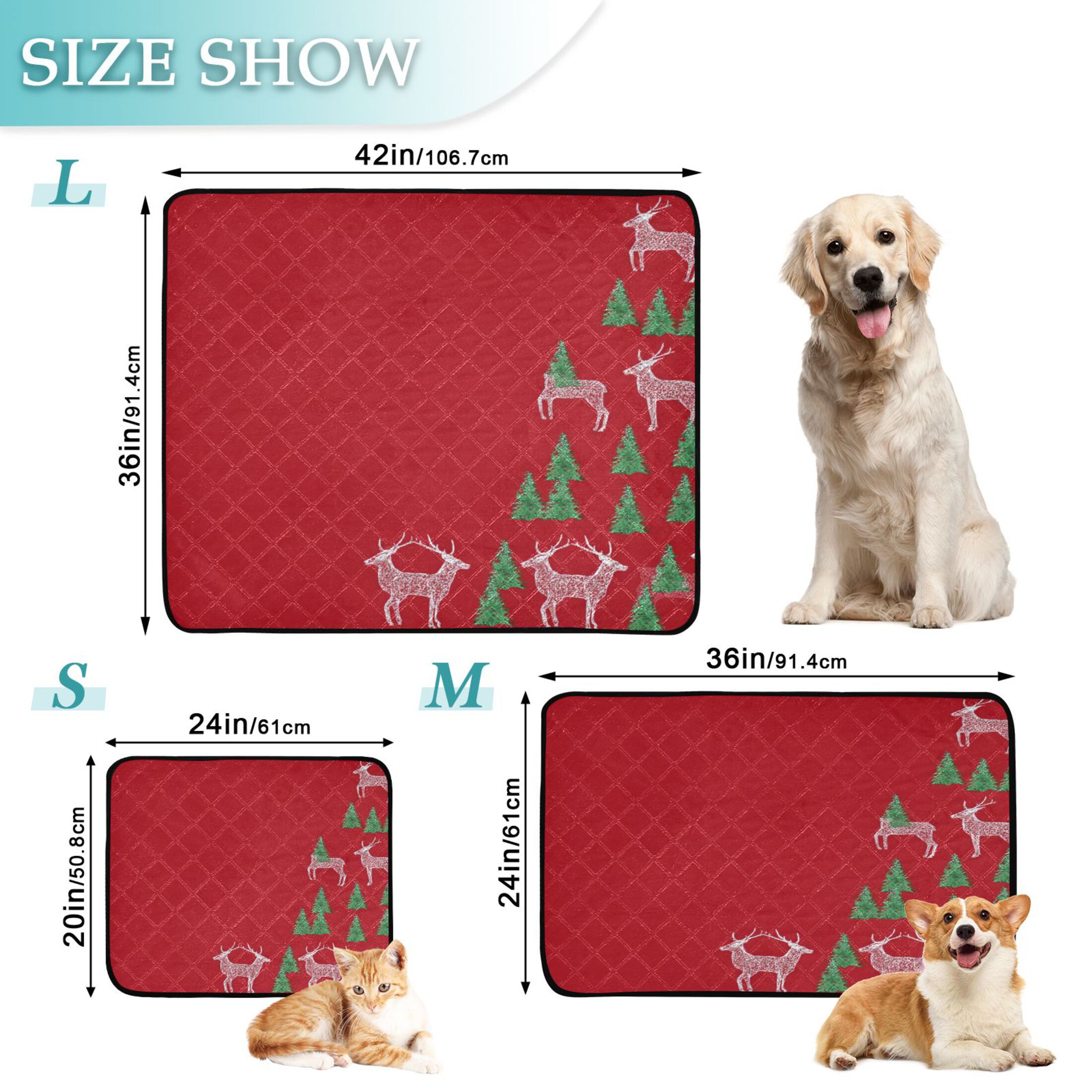 IAUYY Washable Pee Pads for Dogs Smallx3 Absorbent and Leak-Proof Non-Slip Reusable Puppy Pee Pads for Dogs Applicable to Playpen Potty Crate Red Deer Festival Theme