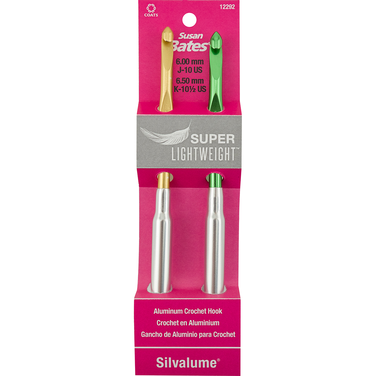 Silvalume Super Lightweight Aluminum Crochet Hook SetSizes J10 & K10.5