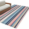 thumbnail image 2 of Rectangle Area Rug 4x6ft,Watercolor Pink Blue White Stripes Washable Carpet Non-Slip Runner Accent Rugs Indoor Floor Mat for Bedroom Living Room Decor,Retro Lines, 2 of 9