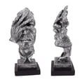 thumbnail image 4 of Decoración Arte Cara Estatua Resina Retro Plata Indecolorable Abstraído Antideslizante Escritorio Creativo Objetos Decorativos para Sala Estantería, 4 of 10