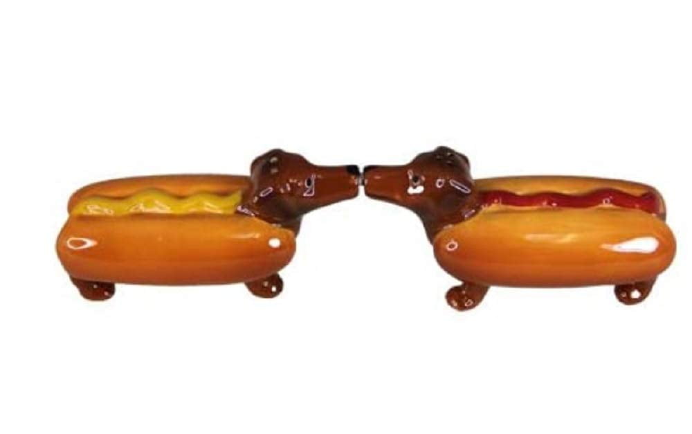 Pacific Giftware Set Shaker Per Sale E Pepe A Forma Di Bassotti In Panino | Cane Wiener Con Ketchup E Senape | Decorazione Da Cucina In Ceramica - 3