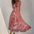 thumbnail image 3 of DEELLEEO Robe d'Automne pour Femmes! Robe de Cocktail Grande Taille Portefeuille Décolleté en V Profond Sans Manches à Fleurs Robes Évasées Ligne A Bohème Maxi Fête Invitée de Mariage Robes, 3 of 5