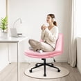 thumbnail image 7 of Orange Factory Criss Cross Chair with Wheels Comfy Wide Vanity Desk Chair Dual Base Leather Armless Adjustable Swivel for Home Computer Task (Pink Pu, Faux Leather), 7 of 7