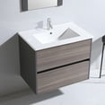 thumbnail image 4 of Wonline 24 inch Wall Mount Bathroom Vanity with Drop-in Sink Floating Style Cabinet with Mirror Brown, 4 of 8