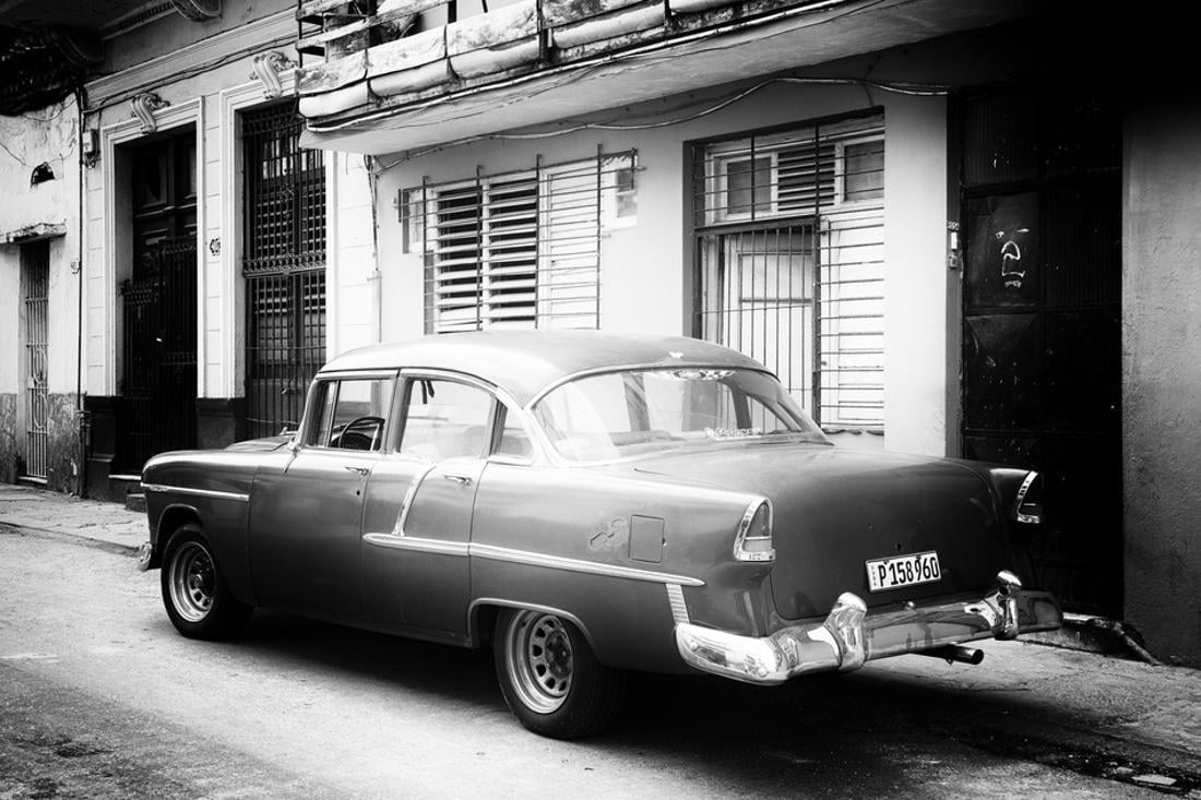 Car Home Decor Cuba Fuerte Collection Old Blue Black Framed Wall Art Print 