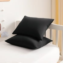 Satin Super Soft Toddler Pillowcases with Hidden Zipper Closure, Luxury and Silky Travel Pillow Covers, 13" x 18", Black, 2 Pack
