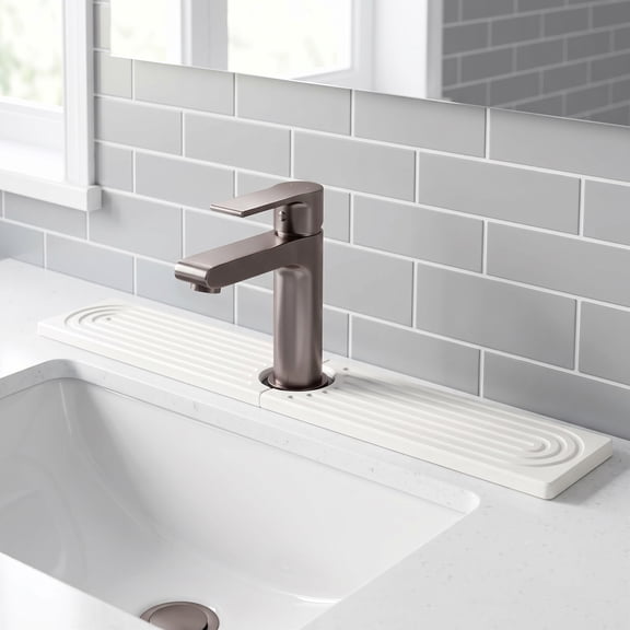 Stone Faucet Mat for Kitchen Sink, Diatomite Sink Protectors - Prevent Moisture Drying Stone Tray Fit Kitchen Counter & Bathroom Counter (White, 23.6" x 4")