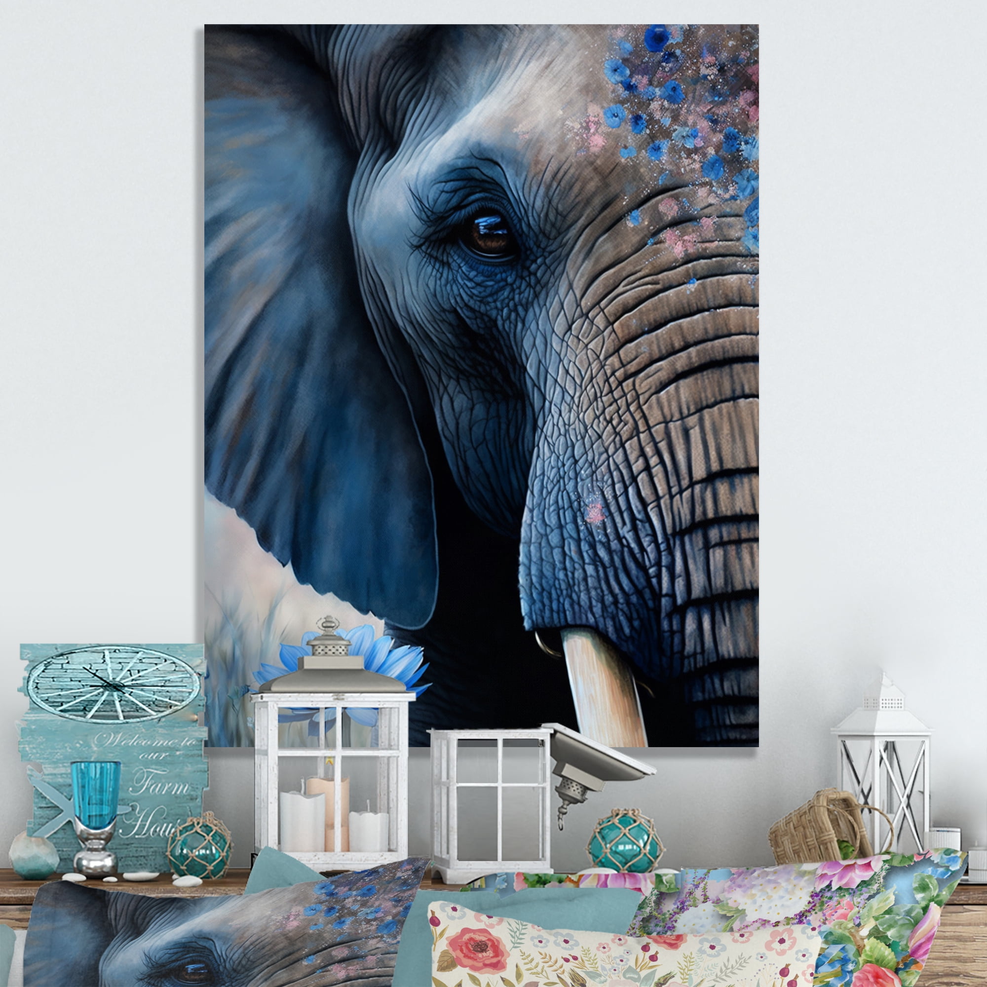 Designart Elephant Portrait Canvas Wall Art