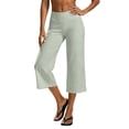 thumbnail image 3 of Women's Lightweight Yoga Capri Pants, Solid Color Elastic Waist Pants for Women, Soft Stretchy Mid Waisted Capris, Pockets Casual Athletic Workout Lounge Capris | UKHCCC,Green XL, 3 of 7