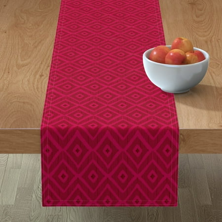 

Cotton Sateen Table Runner 72 - Bold Ikat Red Pink Summer tropical island diamond geometric Print Custom Table Linens by Spoonflower
