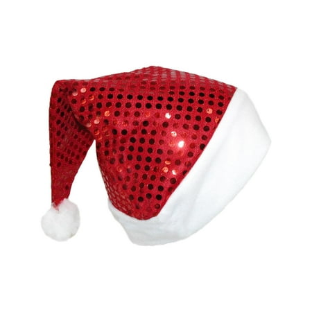 Size one size Women's Sequin Santa Holiday Novelty Hat, Santa Red