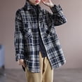thumbnail image 5 of 2024 Autumn and Winter Fashion Plaid Jackets for Womens Plus Size Plaid Brushed Double Pocket Single Breasted Shirt Long Sleeve Hoodless Casual Outwear & Jackets, 5 of 8